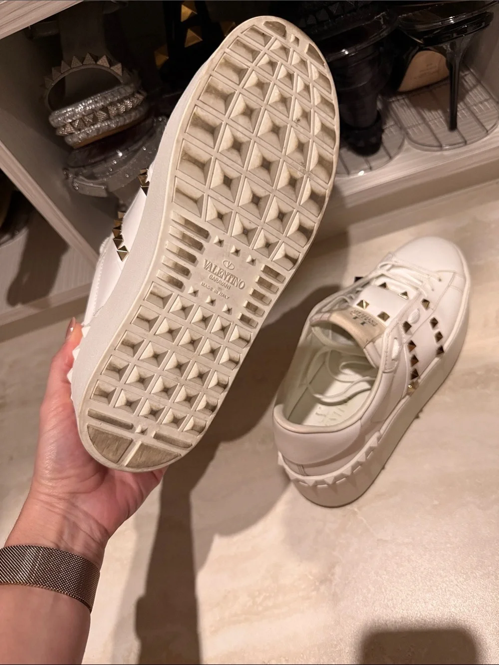 Valentino Garavani White Rockstud Platform Sneakers
